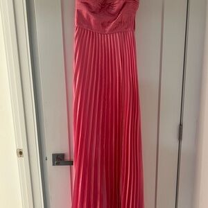 AMUR Strapless Pink Pleated Dress
